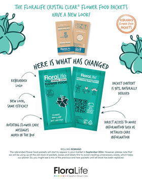 Floralife Flower Food 300 5gm being added to vase water