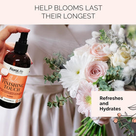FloraLife Finishing Touch bouquet freshness preserved through multi-nutrient spray