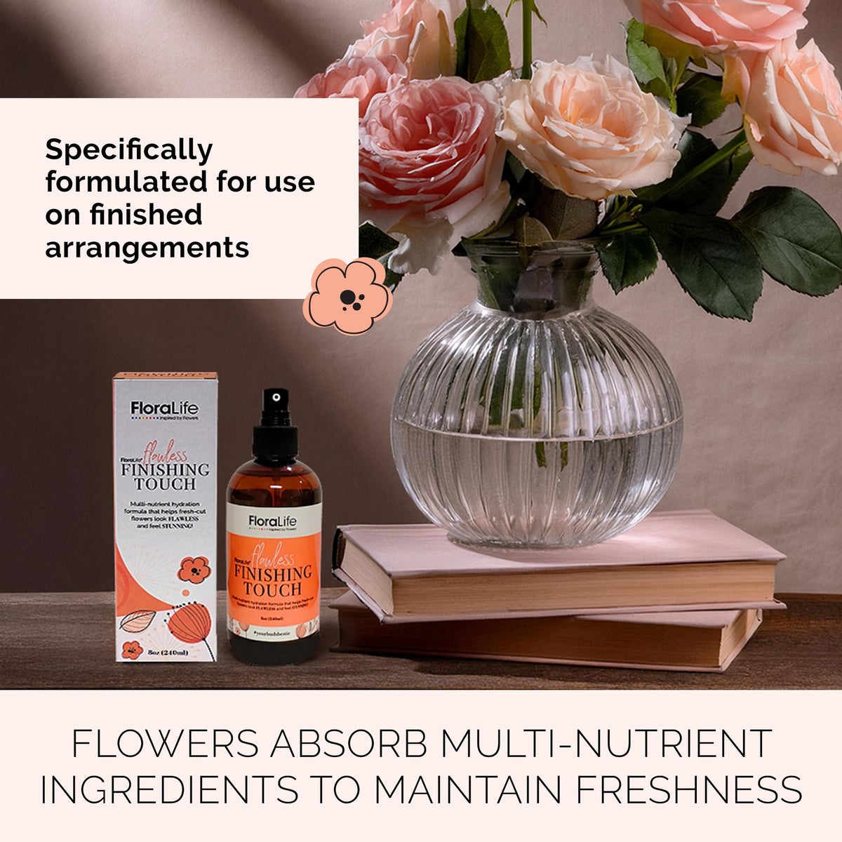 FloraLife Finishing Touch petals glow after misting for vibrant bouquets