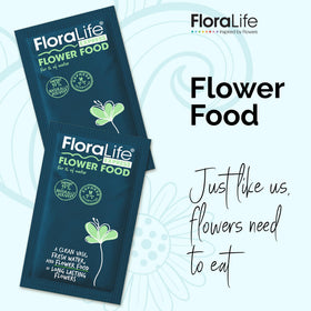 FloraLife sachet dissolving in water to hydrate stems