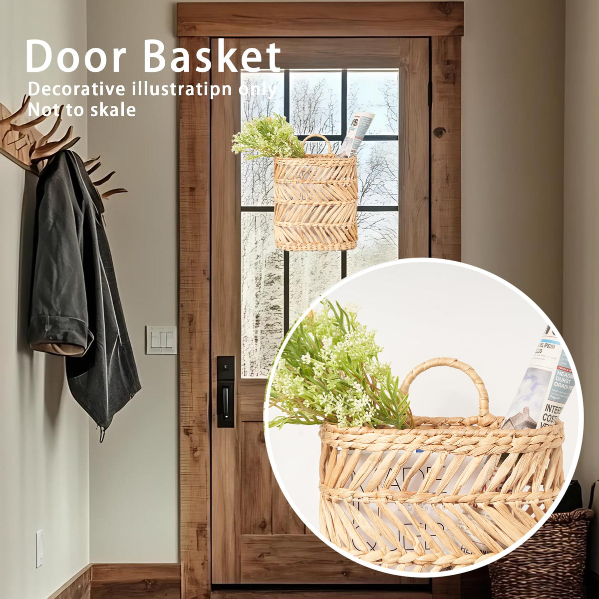 Floramill Rustic entryway basket natural tones enhances cozy interior