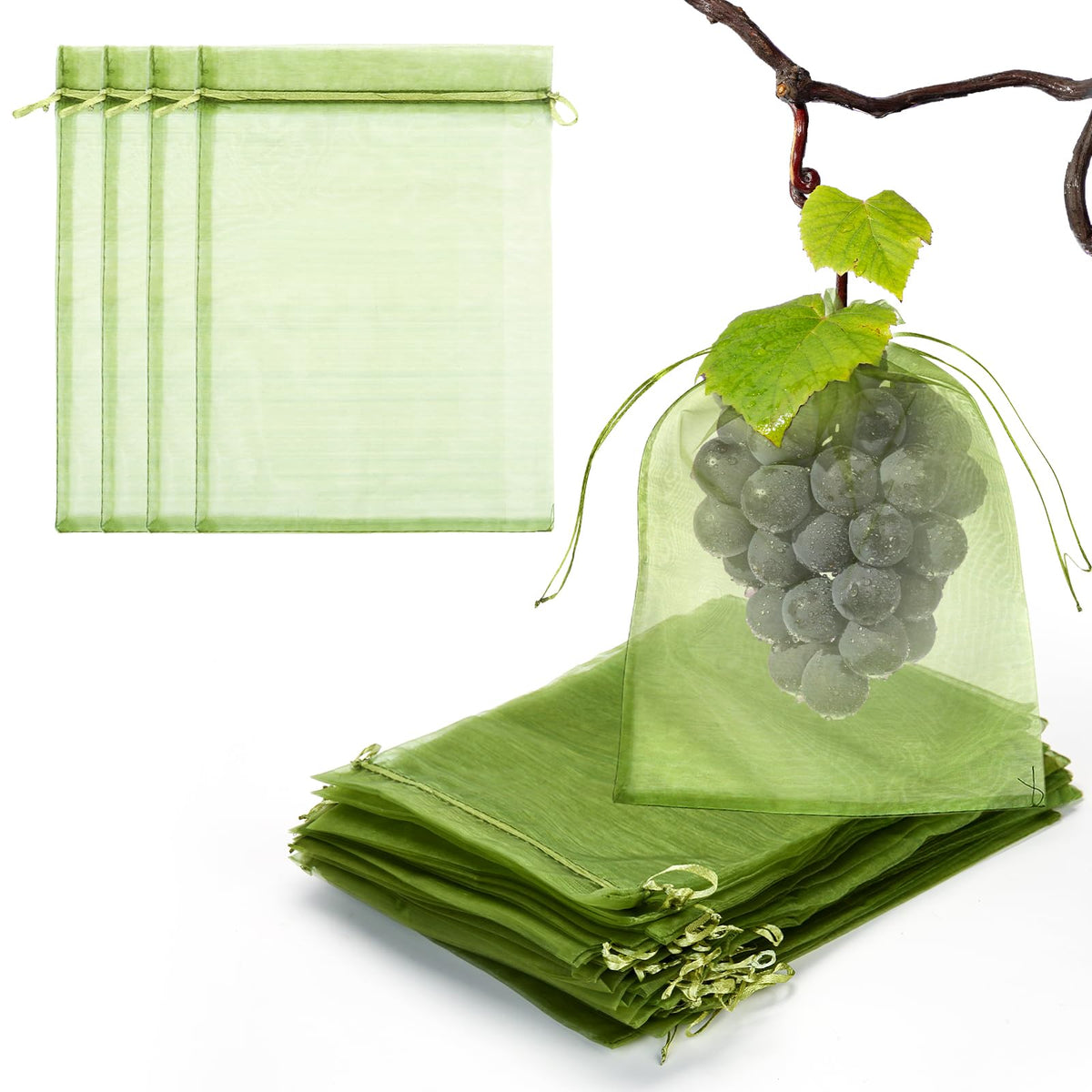 FloraSea fruit protection bag closeup showing durable mesh protecting fruit from pests.