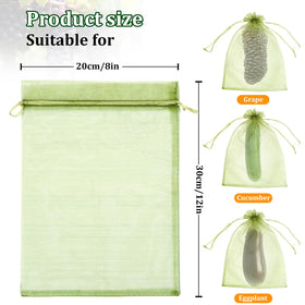 FloraSea green netting cover on a branch protecting multiple fruits from birds.