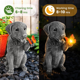 FloraSea solar-lit dog statue brightens outdoor spaces after sunset.