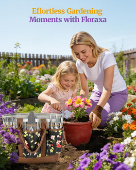 Floraxa stainless steel tool heads resist bending for dense soil tasks.