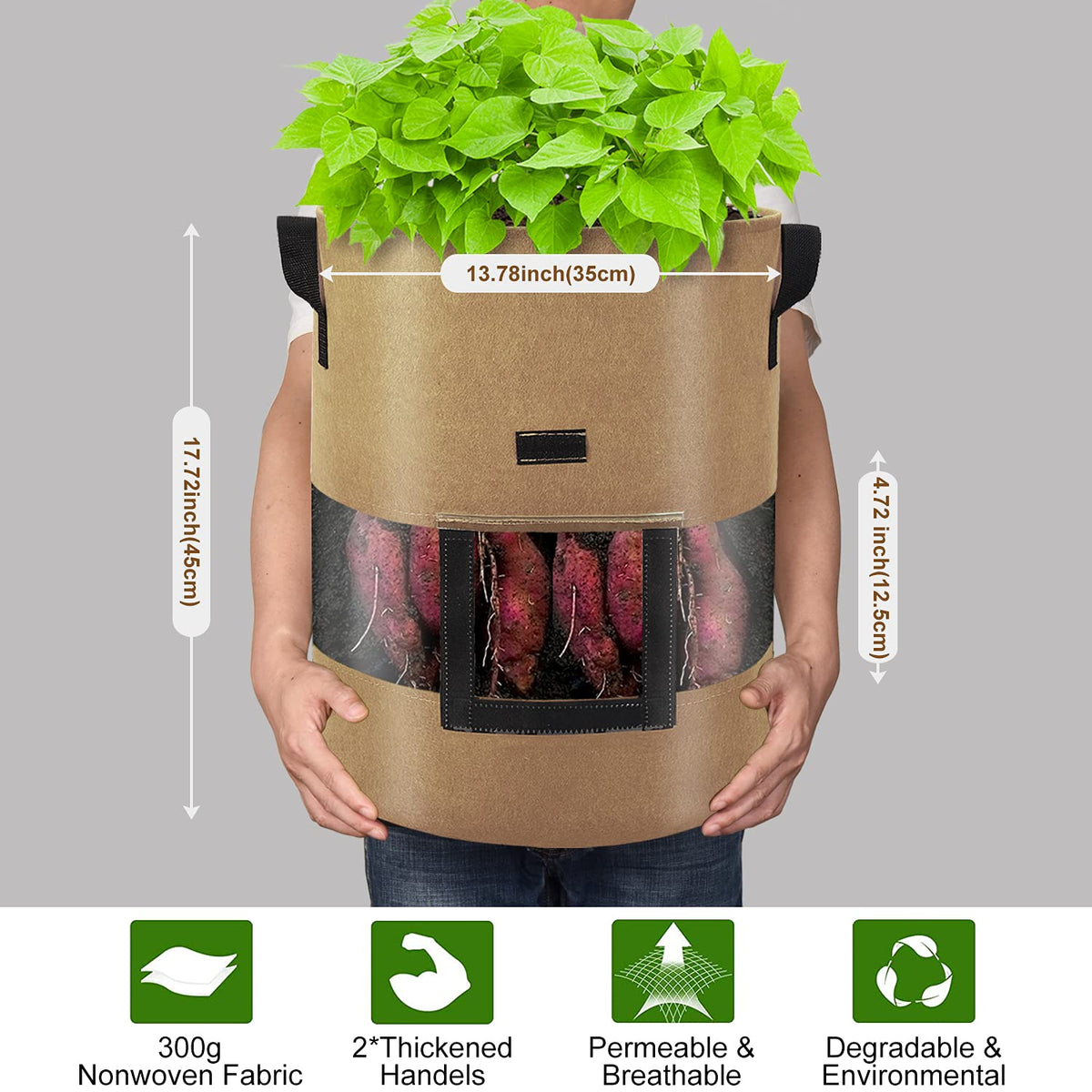 Florelf easy move handles on grow bags for effortless relocation