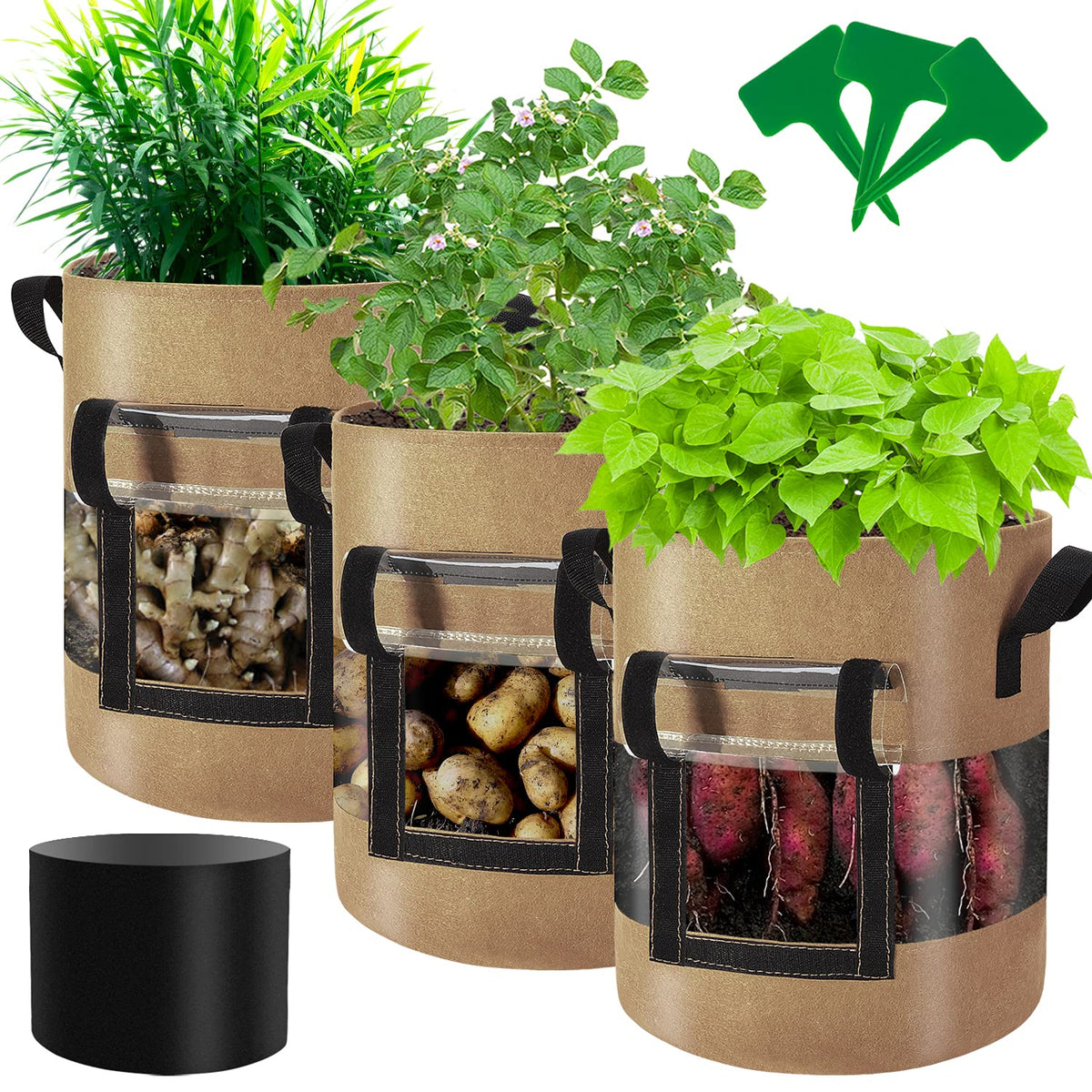 Florelf visible potato grow bag with flap lets you observe roots without digging