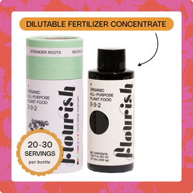 Flourish dosing cap ready to mix with water for efficient nourishment