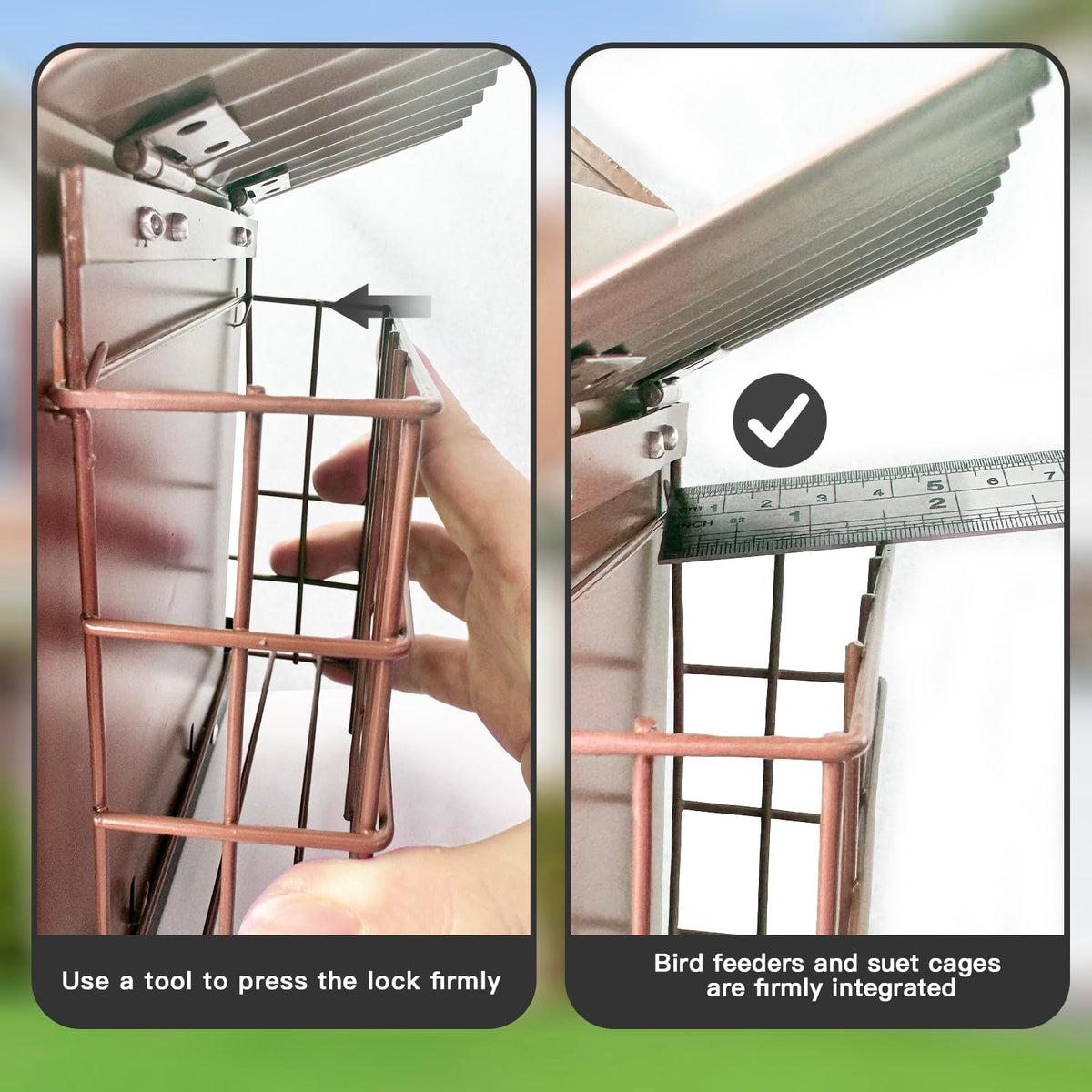 FlowaFoli bird feeder with double suet cages for varied treats