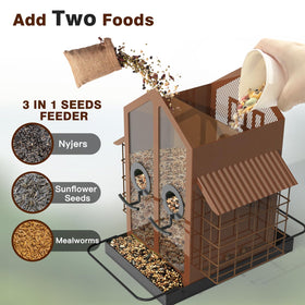 FlowaFoli bird feeder with two seed compartments reduces crowding