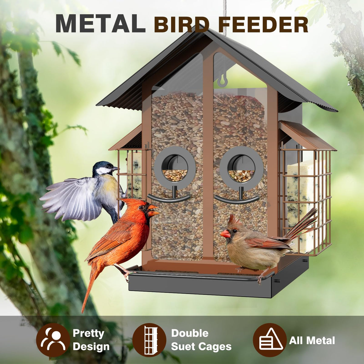 FlowaFoli bird feeder with waterproof paint for durable outdoor use