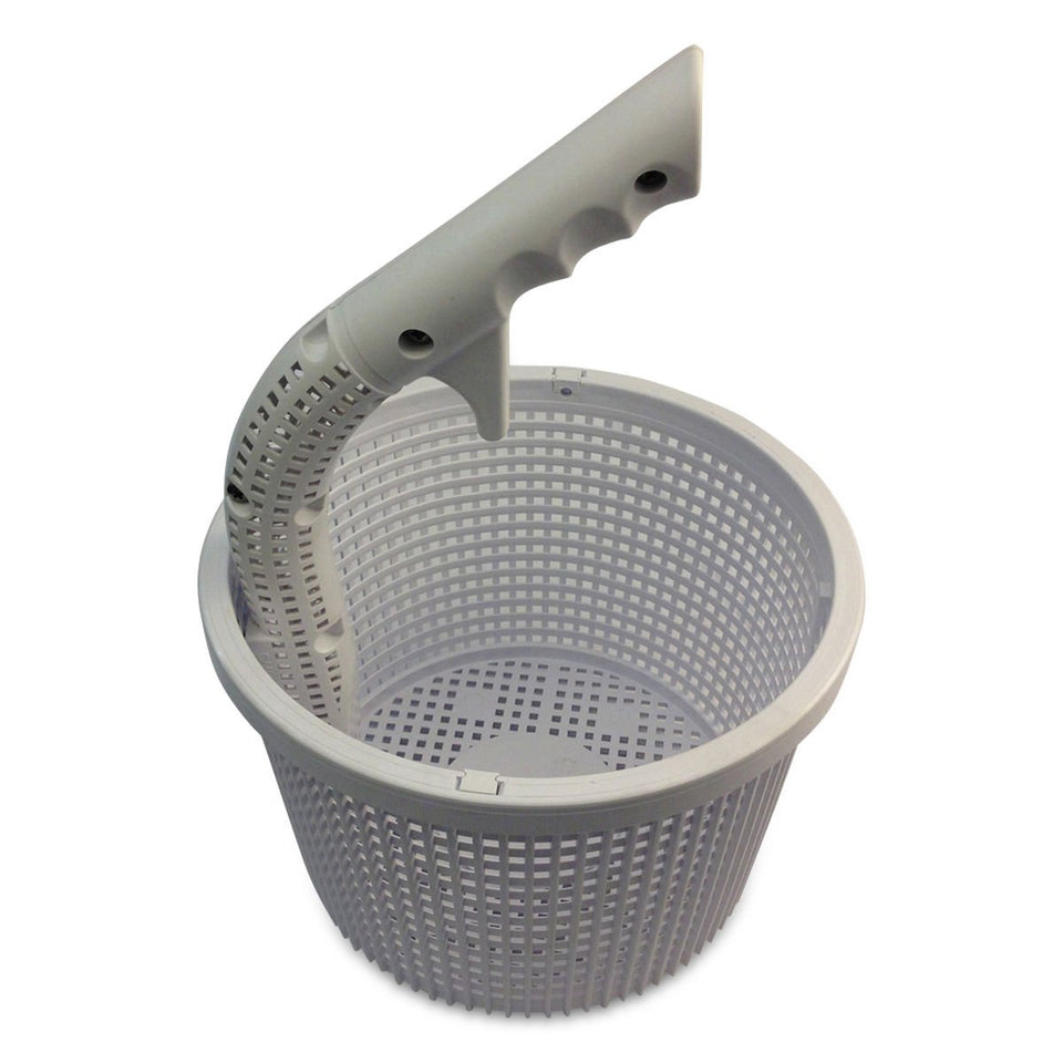 Custom Molded FlowSkim basket with handle eases removal and emptying from Hayward SPX1070E skimmers.