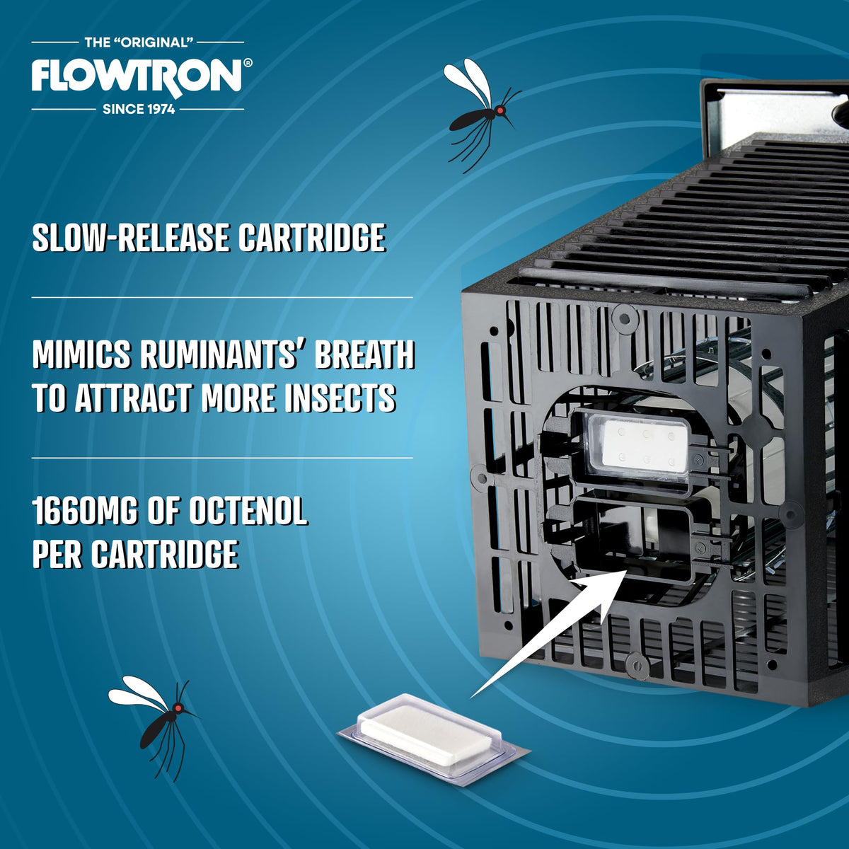 Flowtron MA-1000 octenol cartridge dispensing outdoors.
