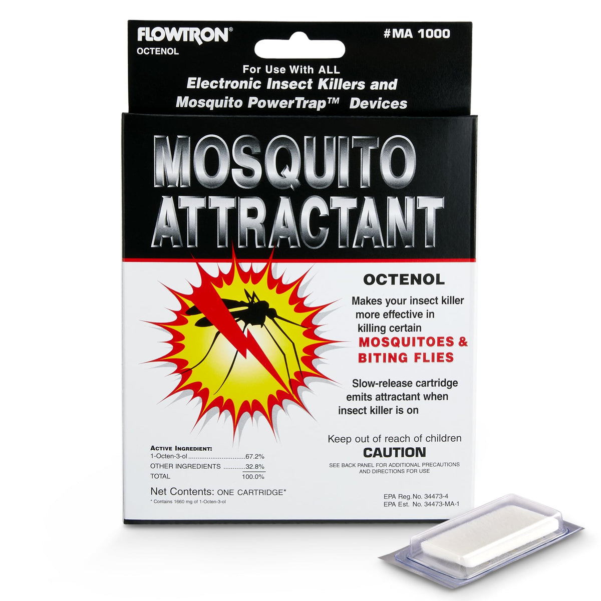 Flowtron MA-1000 octenol cartridge for outdoor mosquito attraction and extended wear