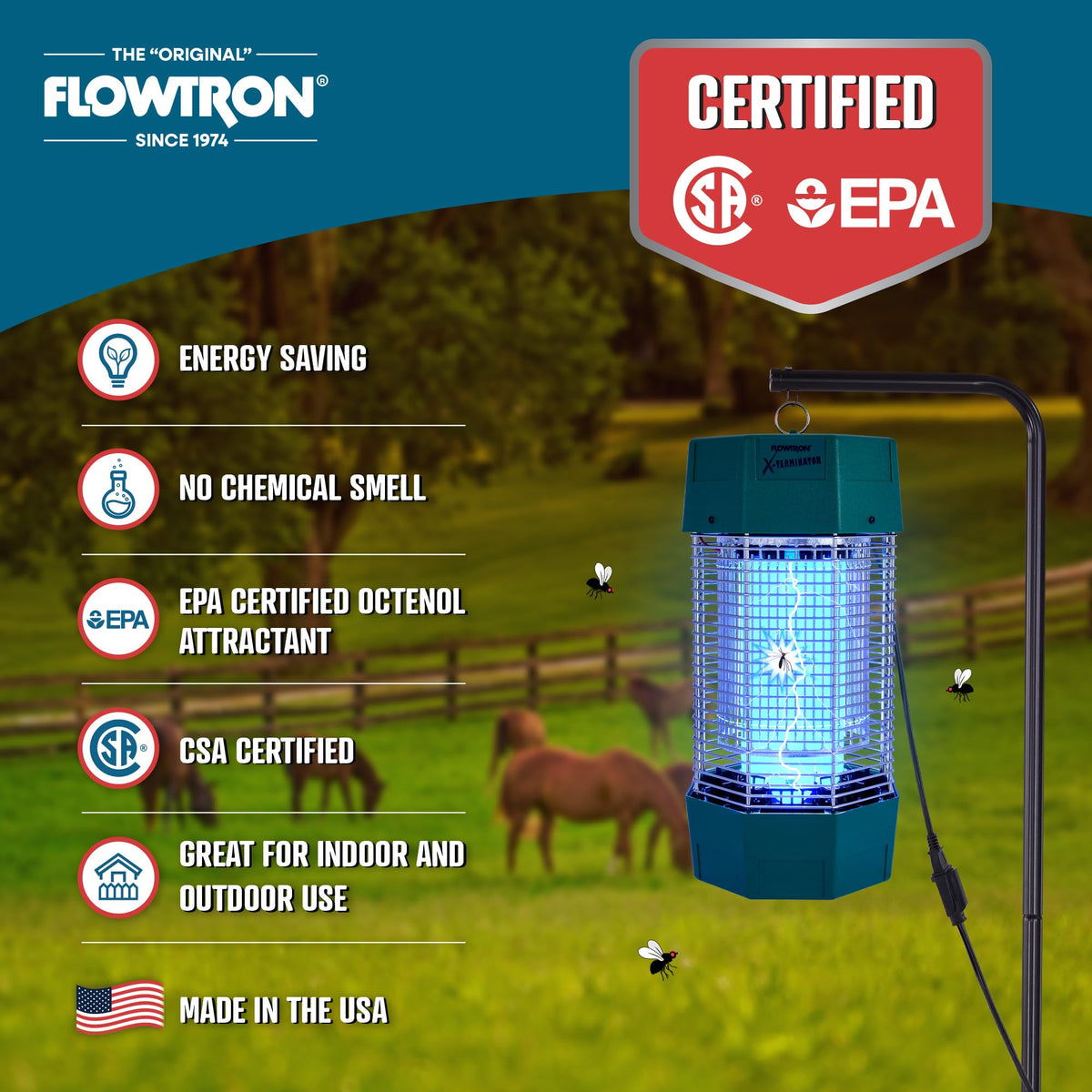 Flowtron USA-made and CSA-certified for durable outdoor use