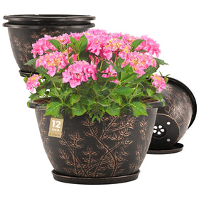 Flowyypo 12-inch flower pot for indoor or outdoor use with versatile styling.