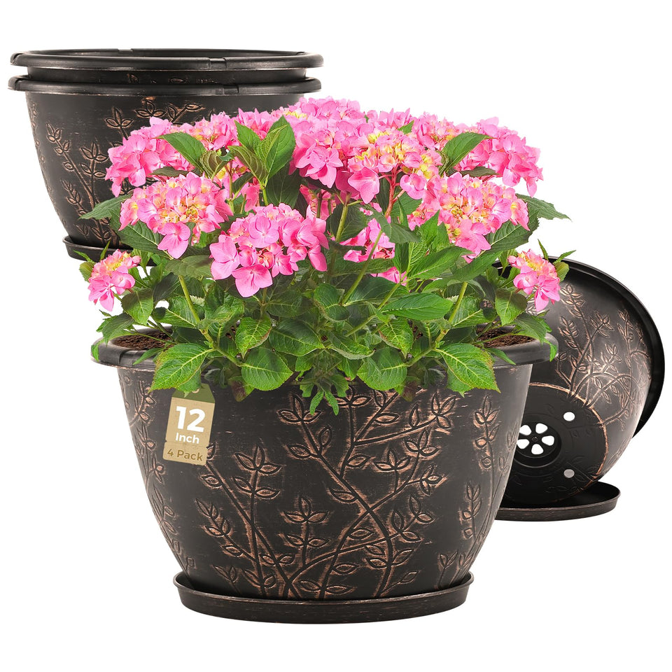 Flowyypo 12-inch flower pot for indoor or outdoor use with versatile styling.