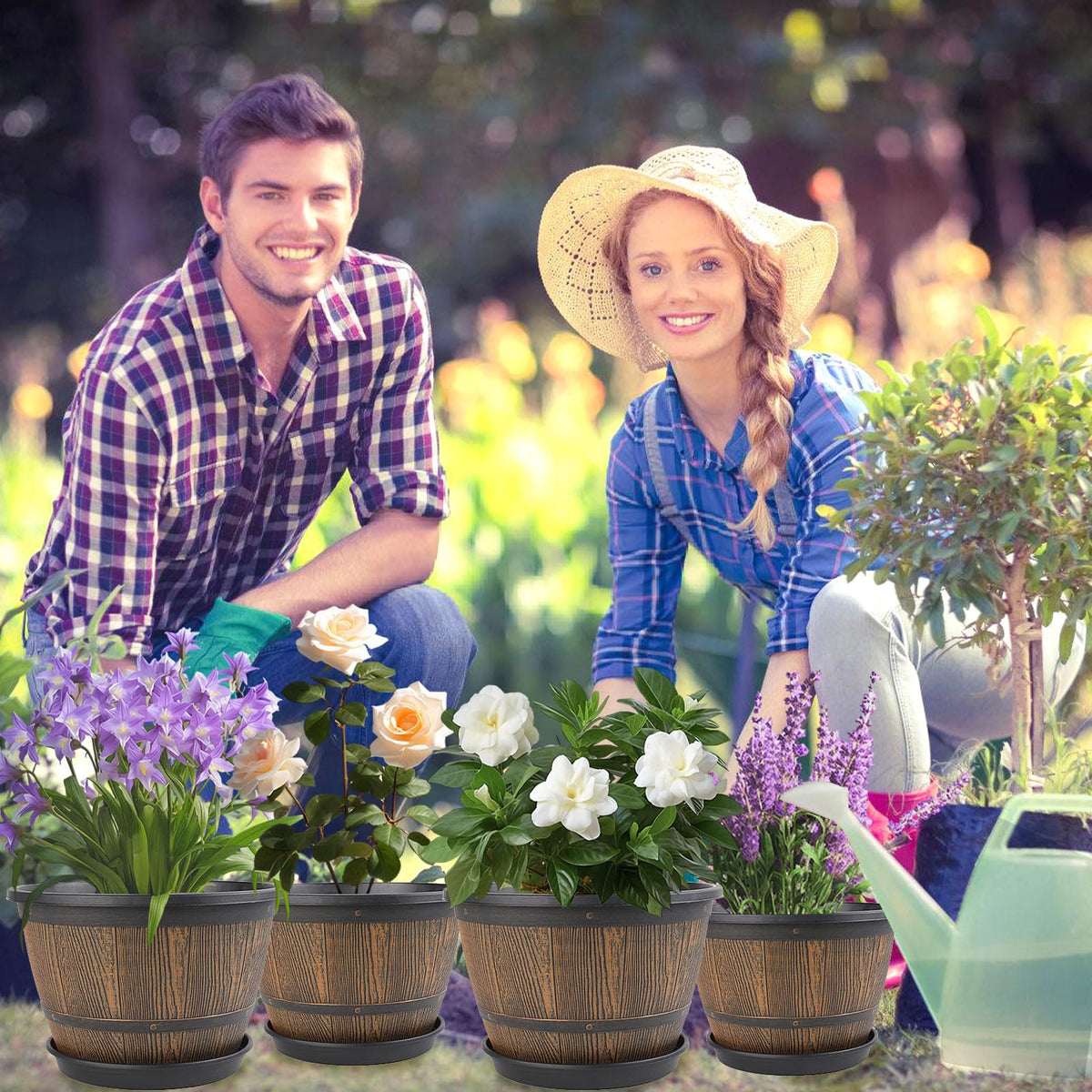 Flowyypo 10-inch indoor planters ideal for herbs, succulents, and flowering plants.