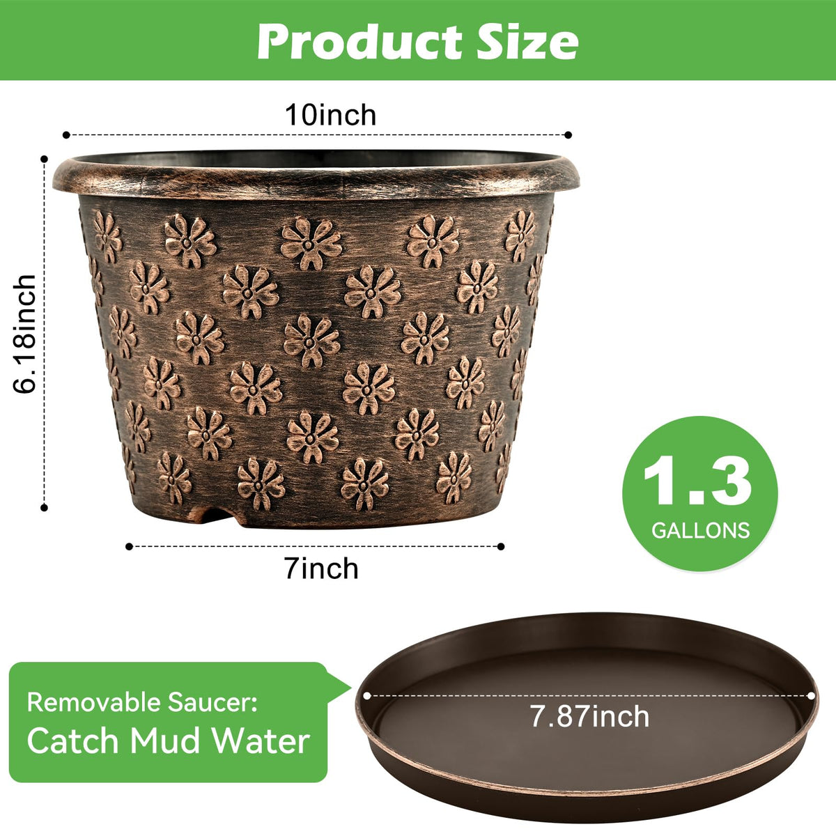 Flowyypo sturdy weather-resistant plastic pot for indoor or outdoor use.