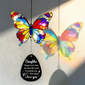 Flpoxzd wind chime with engraved tag reminding her of love every breeze.