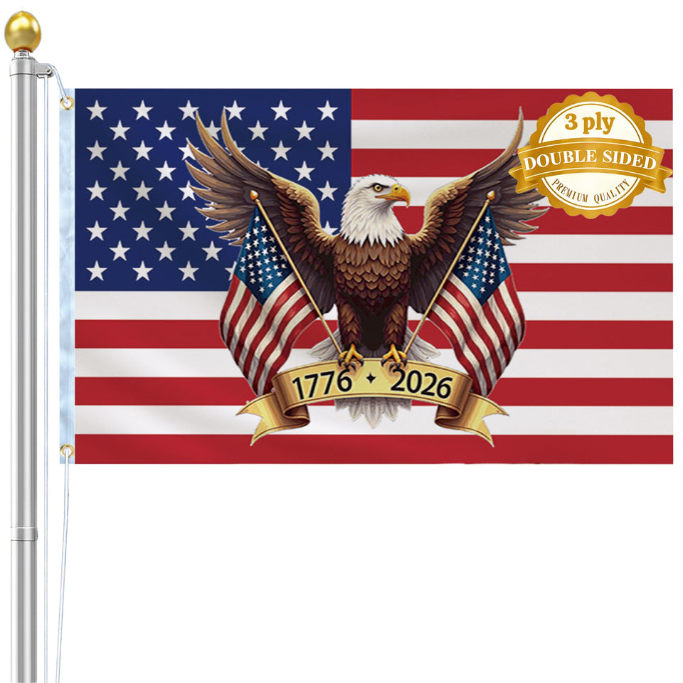 FLUUZE 250th anniversary flag 3x5 outdoor display with durable polyester.