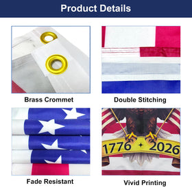 Grommet-ready FLUUZE flag eases mounting on poles.