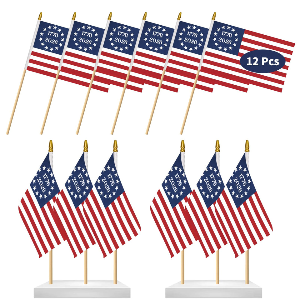 FLUUZE USA flag on stick with vibrant colors for parades and celebrations