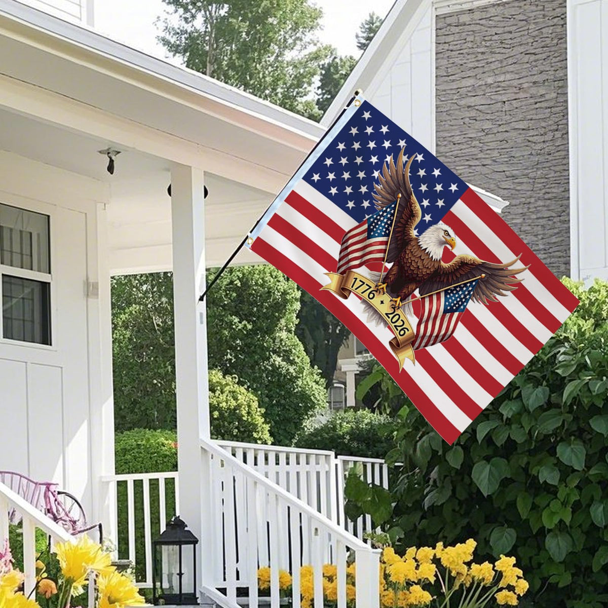 Brightly printed FLUUZE flag suitable for indoor and street decor.