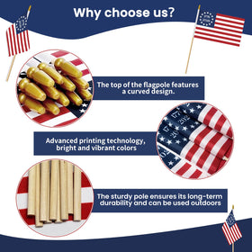 FLUUZE wooden flagpole 30cm, sturdy support for handheld flags