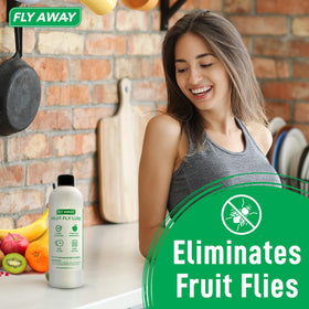 Fly Away Liquid Lure bottle pour shows easy setup for quick trapping