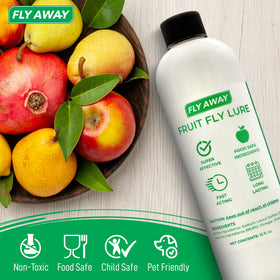 Fly Away Liquid Lure trap bottle demonstrates sealed capture in action