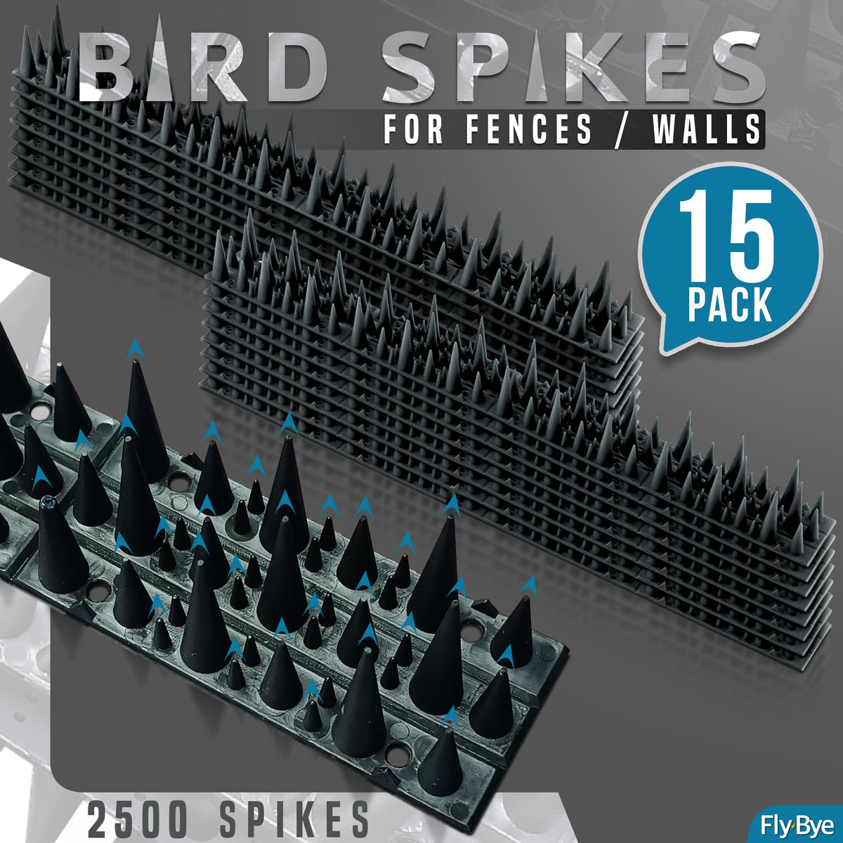 Fly-Bye spikes installed on walls deter seagulls and cats.