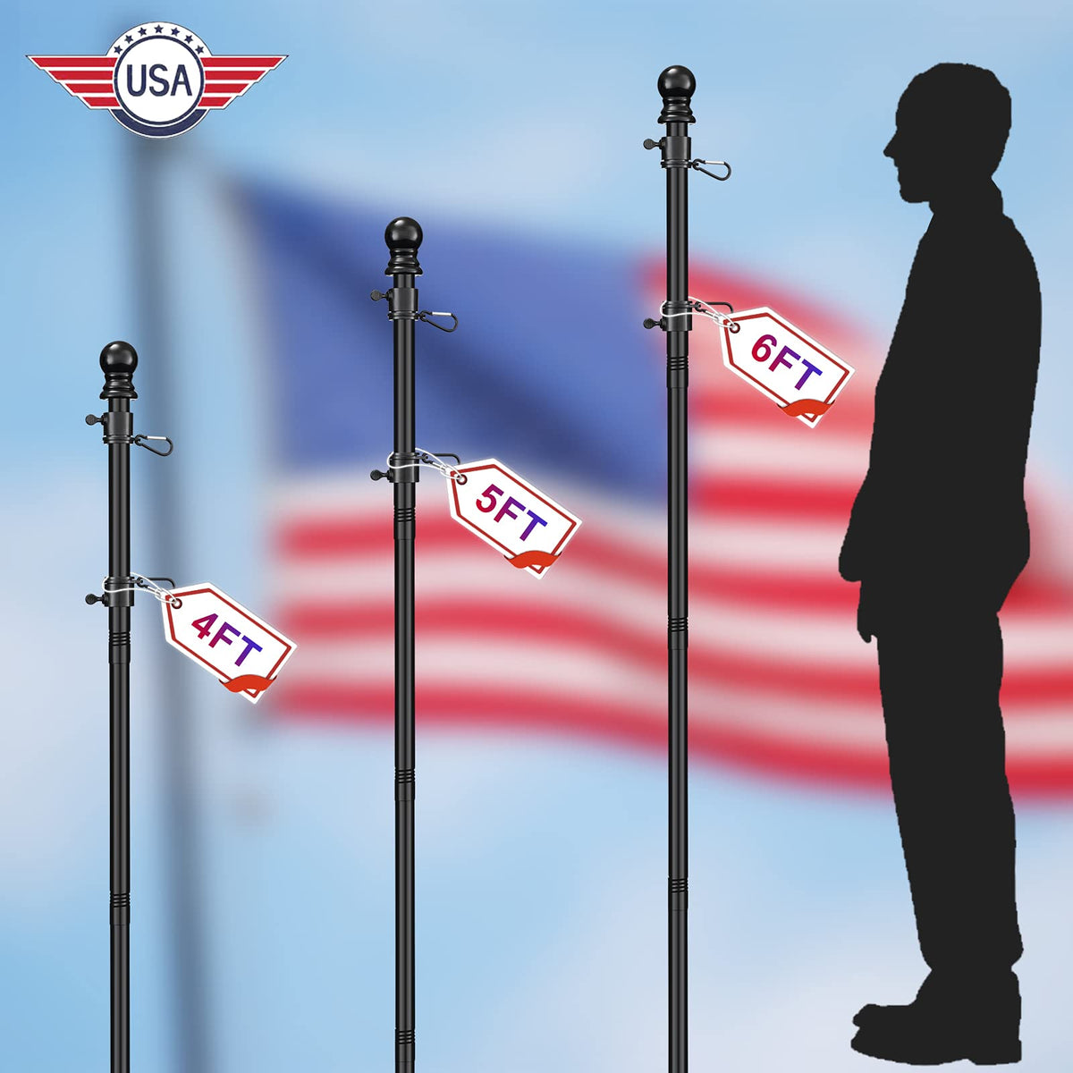 FLY HAWK 360 anti-wrap rings prevent tangling and extend flag life.