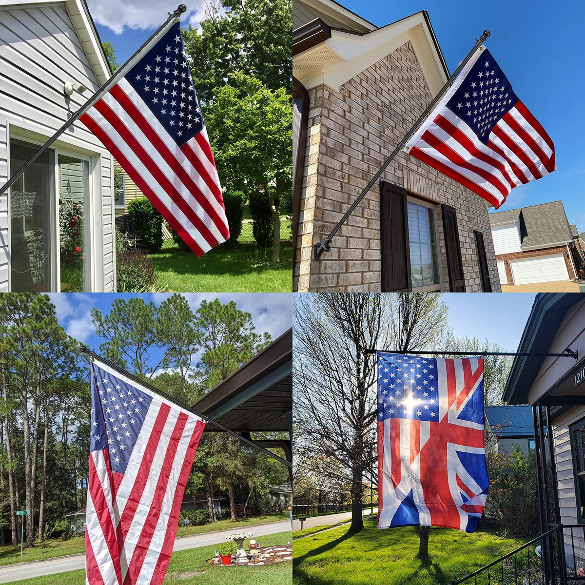 FLY HAWK flag pole keeps flags secure in windy conditions.