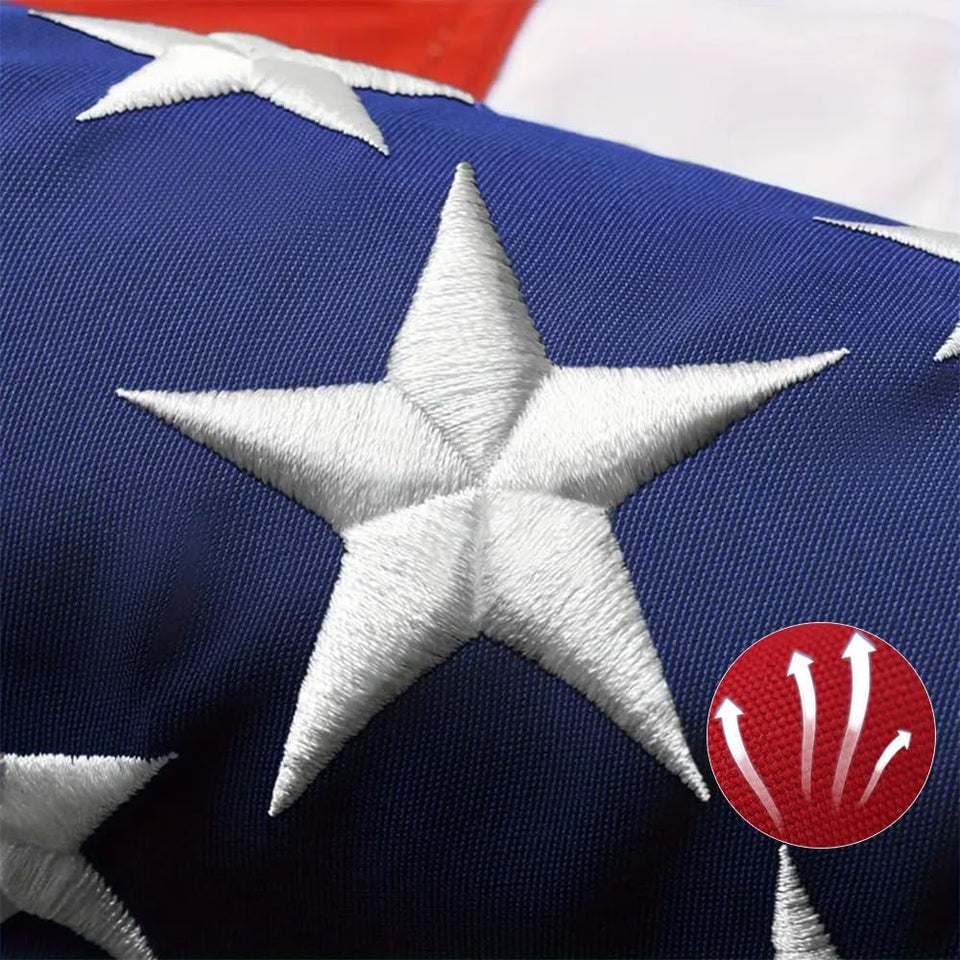 FLYGROW 2.5x4 outdoor American flag ready for display with durable nylon
