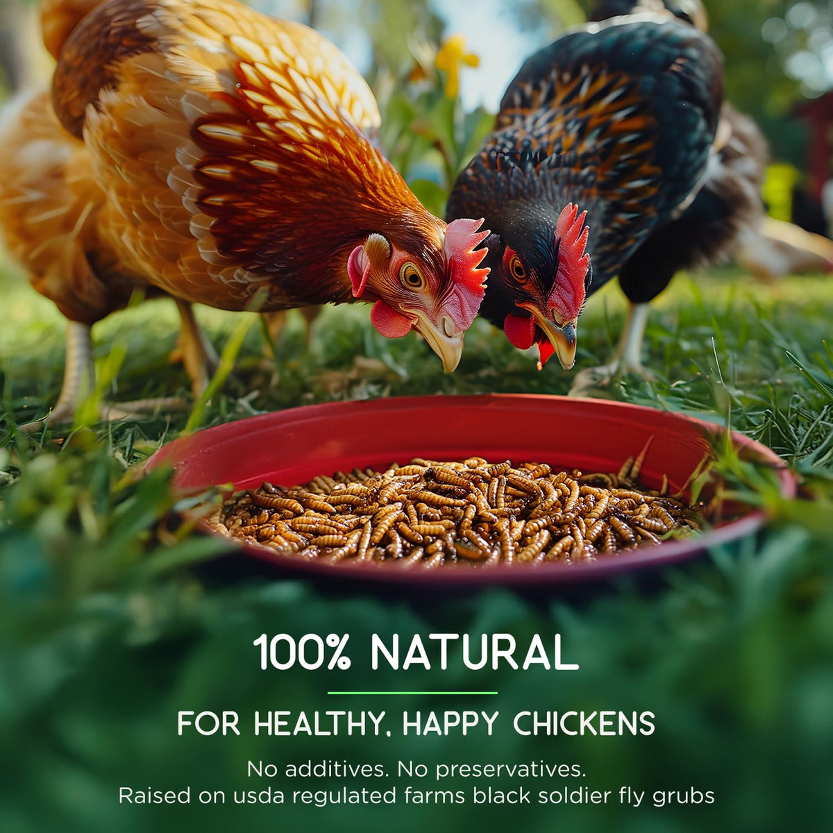 Flygrubs high-protein dried larvae perfect for protein-rich poultry treats.
