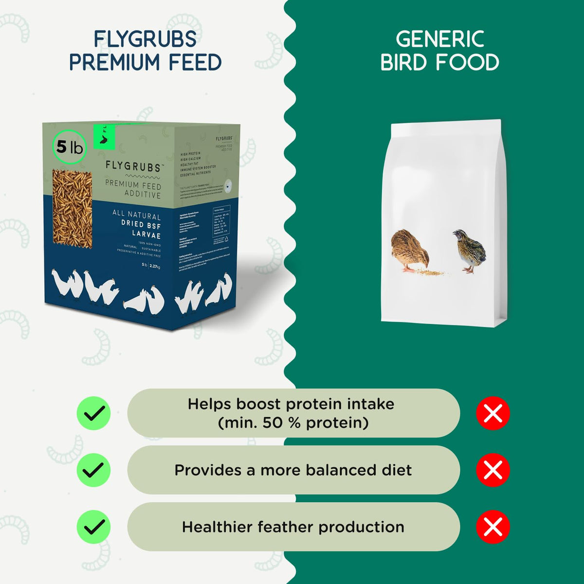 Flygrubs mess-free dried larvae provide a clean, convenient treat.