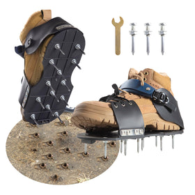 Flying Ideas Aerator Shoes side view showing ankle protection during lawn aeration