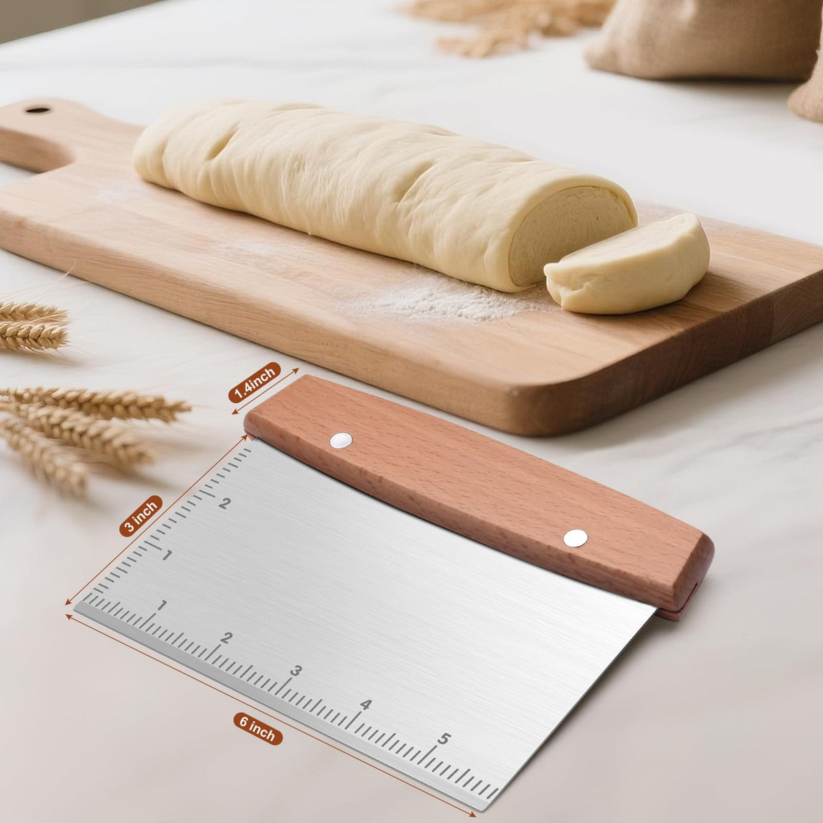 Flyisland griddle scraper heavy-duty edge for durable flat-top cleaning.