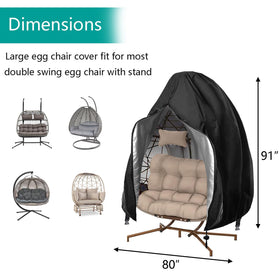 Flymei egg chair cover with windproof drawstring and buckle for outdoor security.