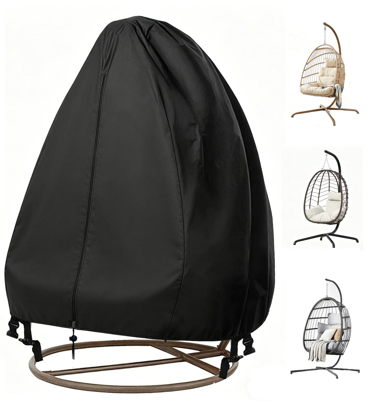 Flymei Patio Egg Chair Cover protects wicker chairs with a waterproof outer layer.