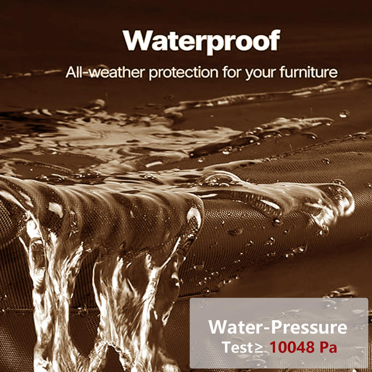 FLYMEI 75x45 cover demonstrates water resistance on outdoor egg chair.