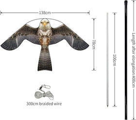 Flyonte Hawk Kite wings in wind create lifelike movement to deter birds.