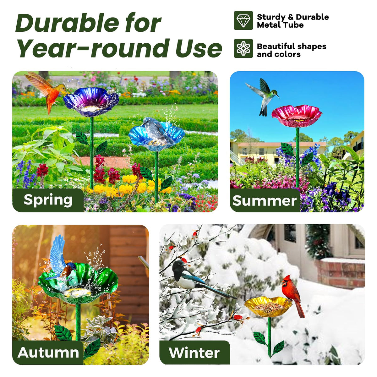 FLYVOLE garden stake display doubles as a charming outdoor ornament.