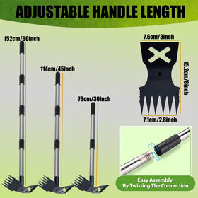 FmnyYaid 2-in-1 garden hoe and rake for efficient weed removal.