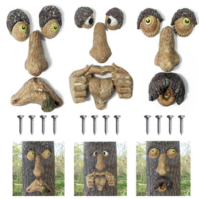 FmnyYaid Tree Faces Decor Outdoor old man 3-pack durable resin adds garden whimsy.