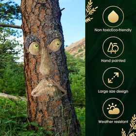 FmnyYaid Tree Faces Decor Outdoor old-man character bright colors enliven any yard.