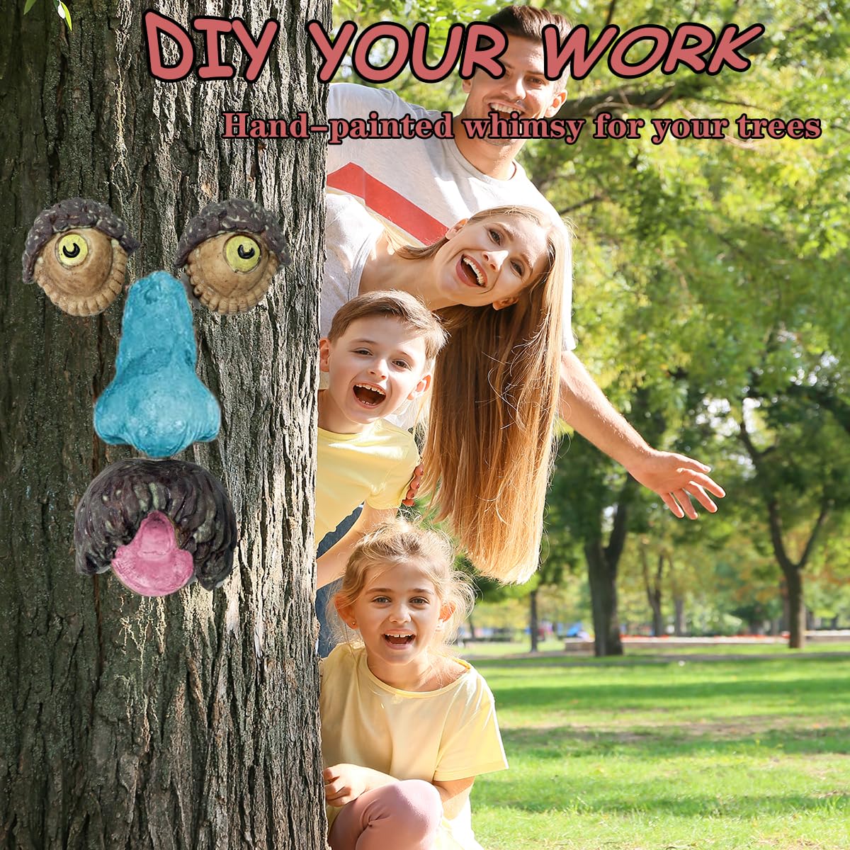 FmnyYaid Tree Faces Decor Outdoor colorful finish prompts smiles and curiosity.