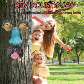 FmnyYaid Tree Faces Decor Outdoor colorful finish prompts smiles and curiosity.
