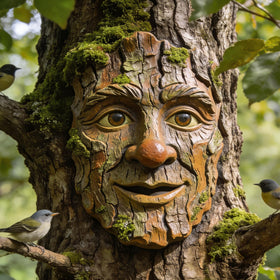 FmnyYaid whimsical tree face outdoor statue adds playful charm to your garden.